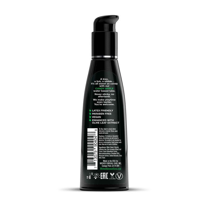 Wicked aqua - flavoured water-based lubricant 120 ml - candy apple, Product back view  | Flirtybay.com.au
